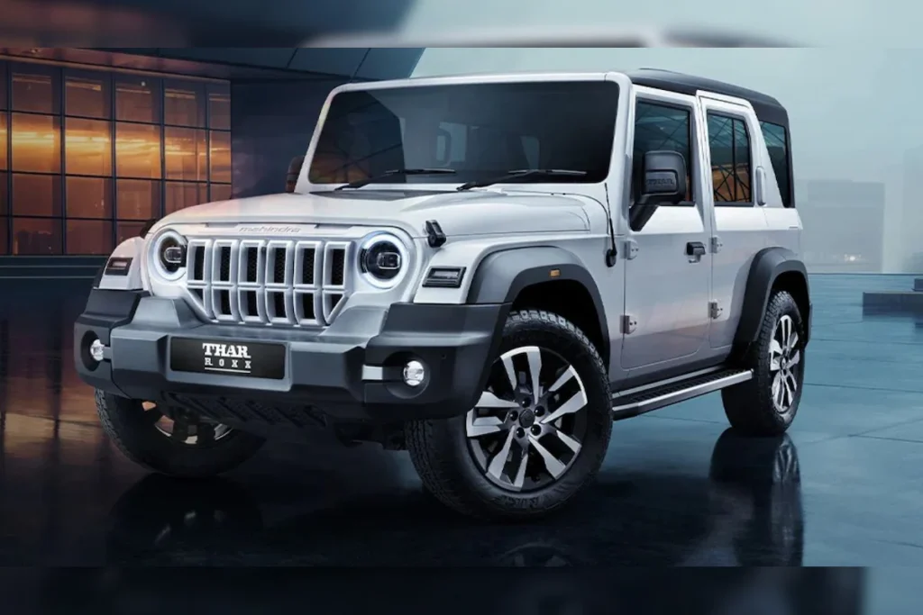 New Mahindra Thar facelift showcasing updated exterior design, grille, headlights and off-road styling